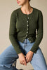 Sonya Hopkins 100% pure cashmere crew cardigan in hunter green