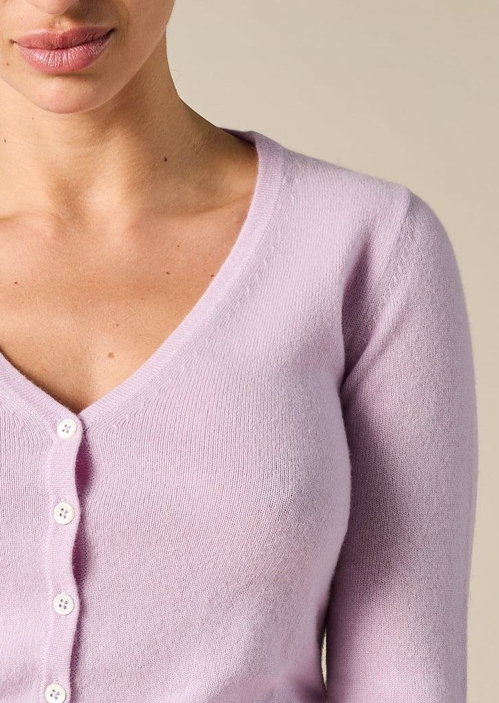 Sonya Hopkins 100% pure cashmere v cardigan in lilac