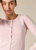 Sonya Hopkins 100% pure cashmere crew cardigan in ballet pink