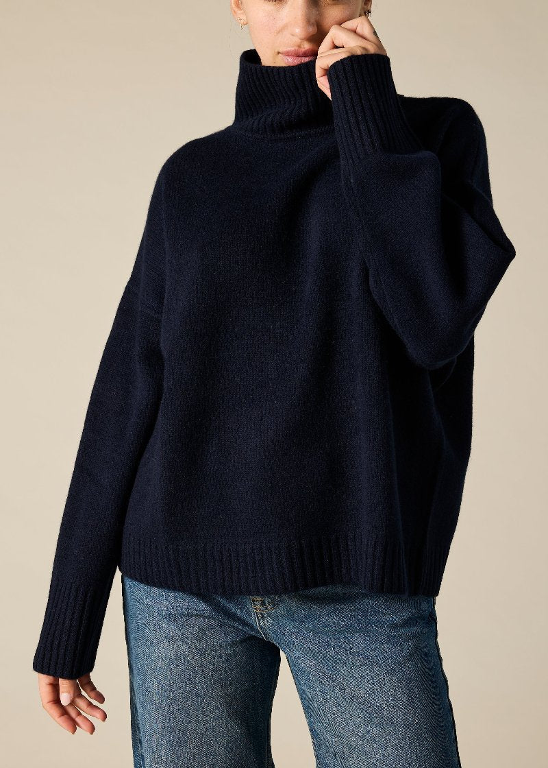 Sonya Hopkins pure cashmere oversized turtleneck in ink