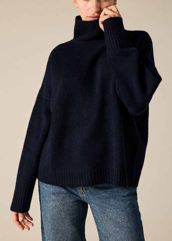 Sonya Hopkins pure cashmere oversized turtleneck in ink
