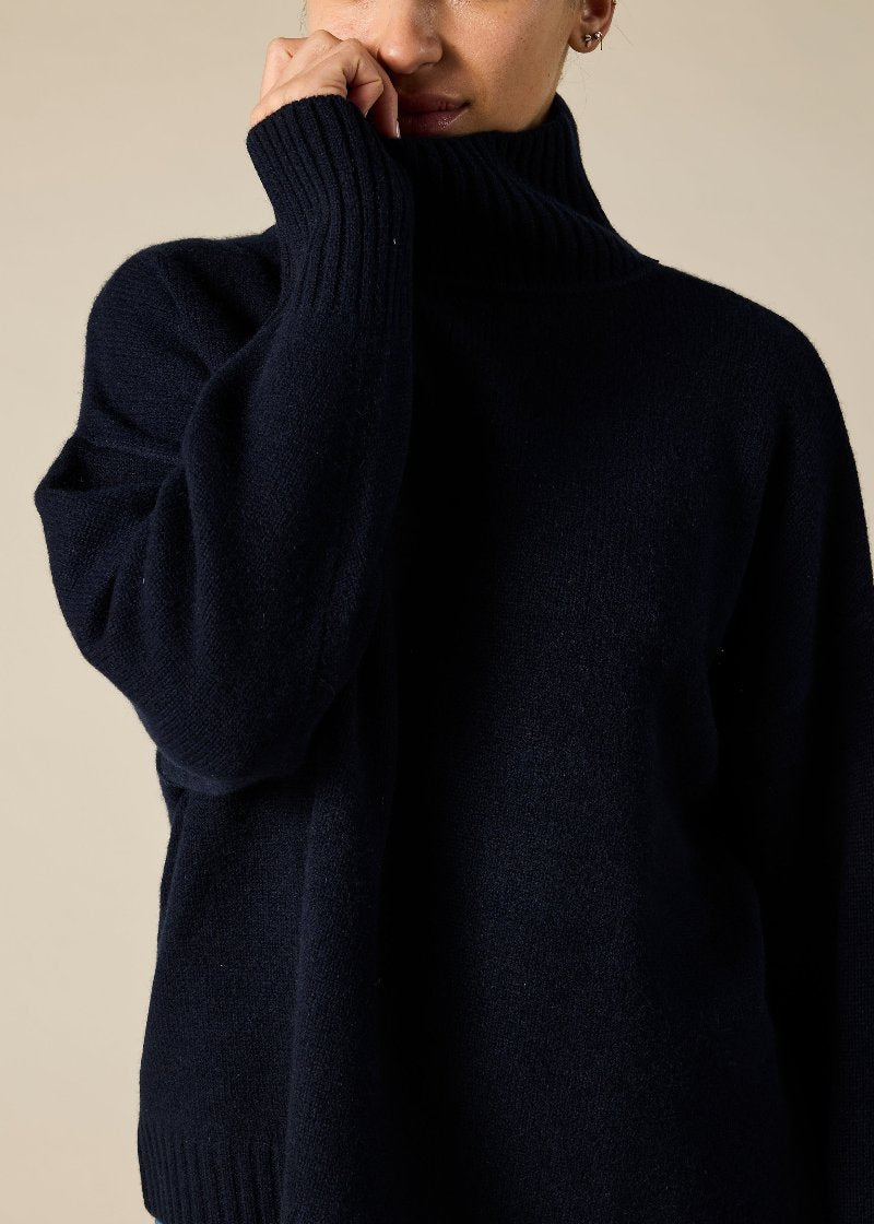 Sonya Hopkins pure cashmere oversized turtleneck in ink
