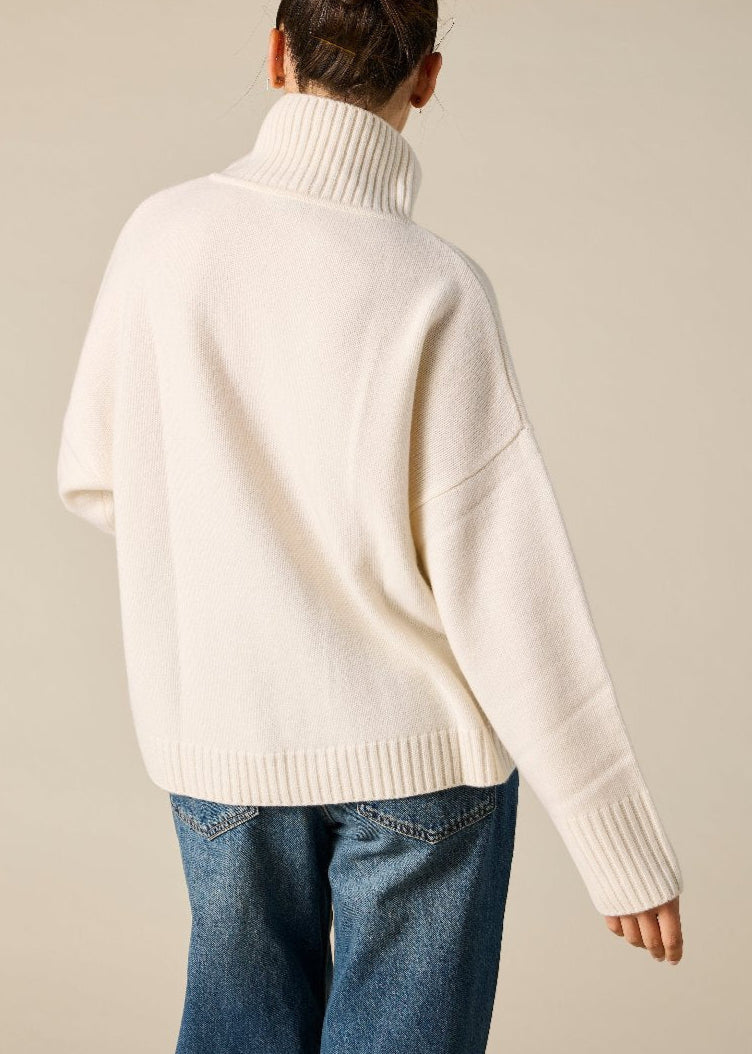 Sonya Hopkins pure cashmere oversized knit turtleneck in winter white