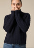 Sonya Hopkins 100% cashmere chunky hand knit cable in ink