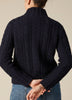 Sonya Hopkins 100% cashmere chunky hand knit cable in ink or dark navy