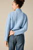 Sonya Hopkins 100% cashmere chunky hand knit cable in stonewash blue