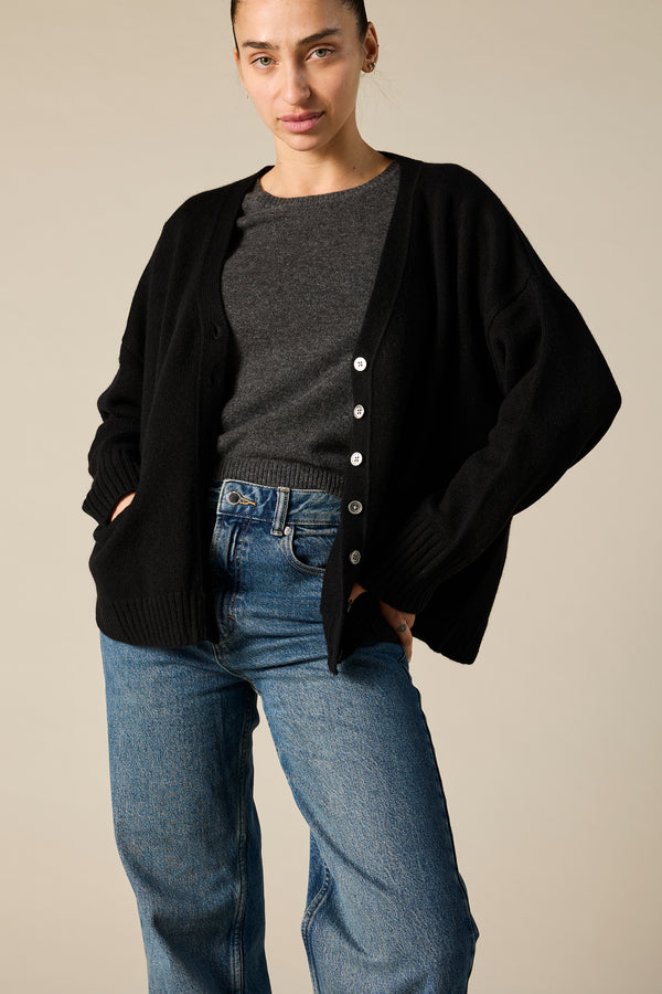 Sonya Hopkins 100% cashmere oversized Ruby cardigan in black