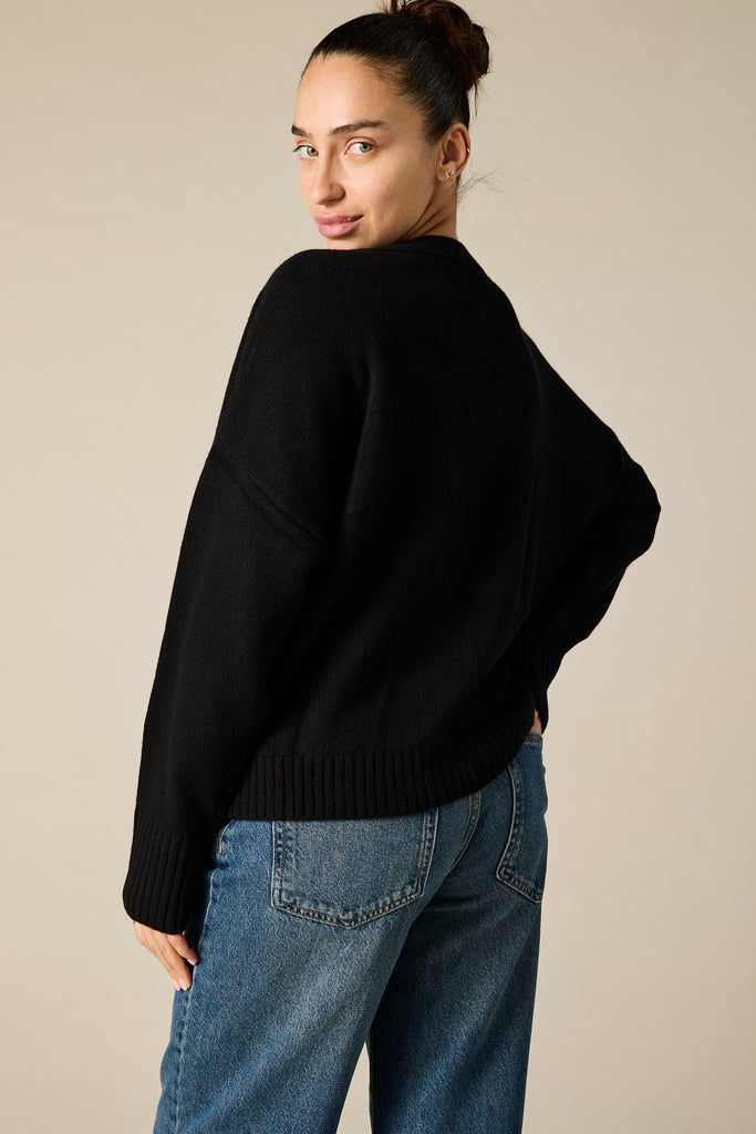 Sonya Hopkins 100% cashmere oversized Ruby cardigan in black