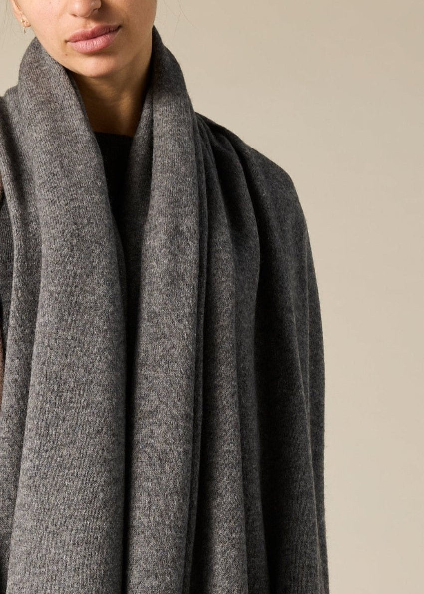 Sonya Hopkins 100% cashmere wrap in soft charcoal marle grey