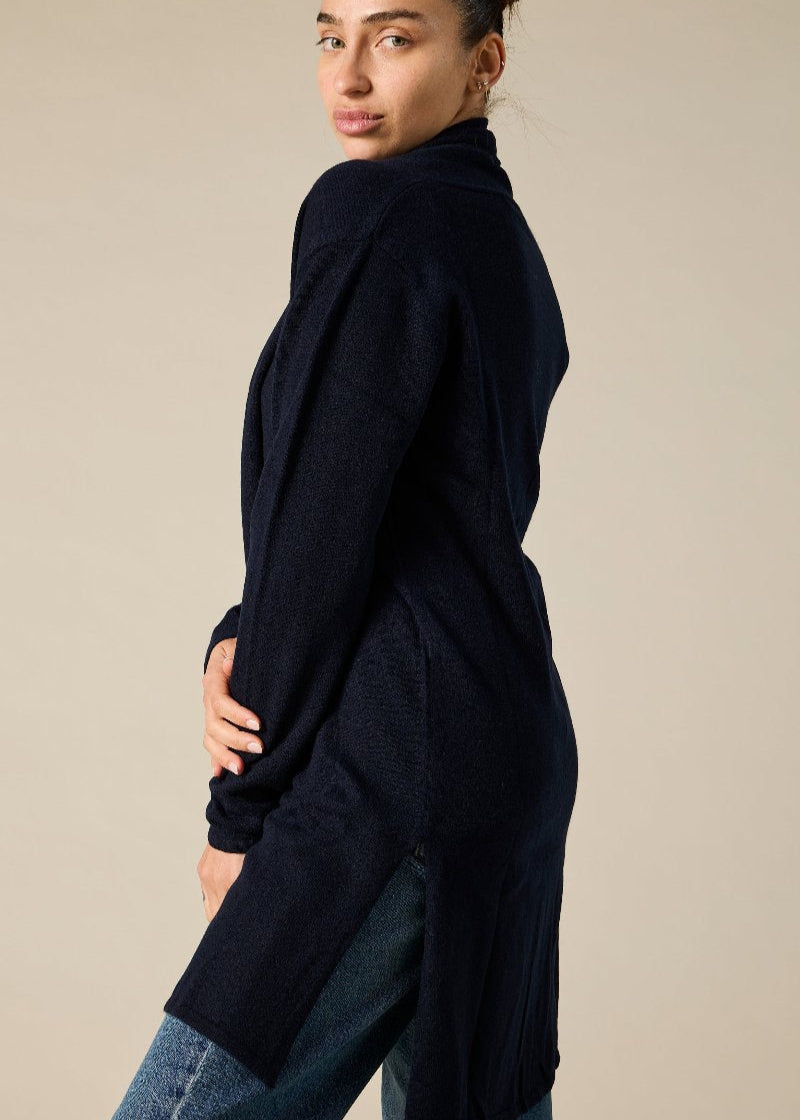 Sonya Hopkins 100% cashmere long line cardigan in ink