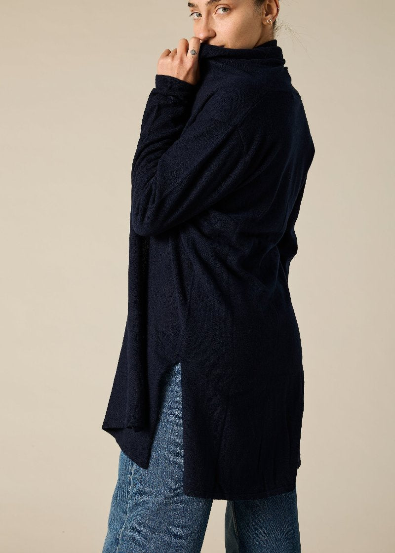 Sonya Hopkins 100% cashmere long line cardigan in ink