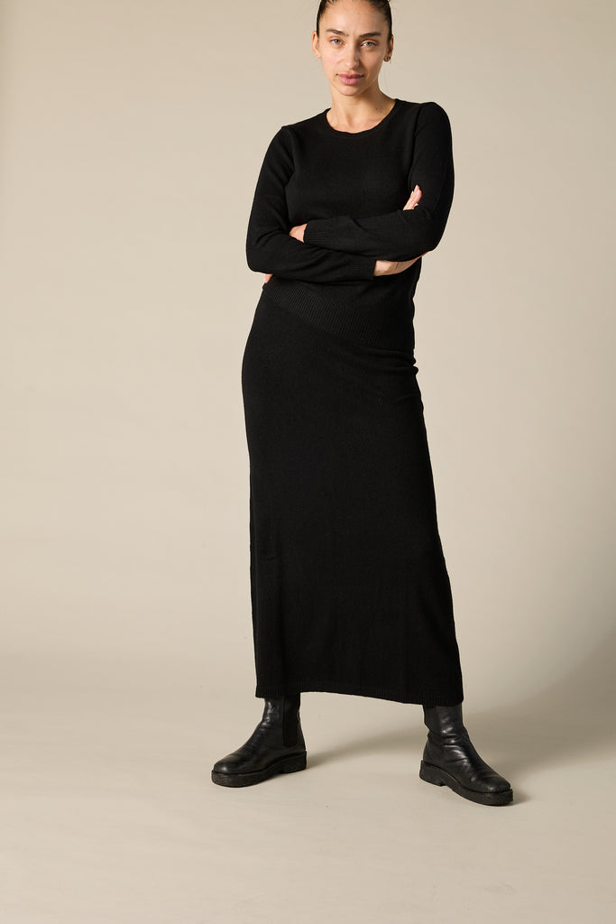 Sonya Hopkins Pure Cashmere Maxi Skirt in Black