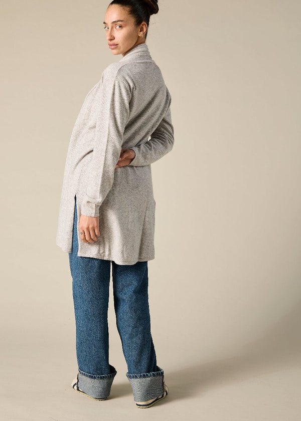 Sonya Hopkins Cashmere Nina Long Slit Side Cardigan Pale Marle Grey