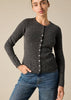 Sonya Hopkins 100% cashmere crew cardigan in dark charcoal grey