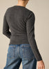 Sonya Hopkins 100% cashmere crew cardigan in dark charcoal grey