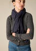 Sonya Hopkins 100% cashmere crew cardigan in dark charcoal grey