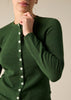 Sonya Hopkins 100% cashmere crew cardigan in cedar green
