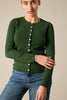 Sonya Hopkins 100% cashmere crew cardigan in cedar green