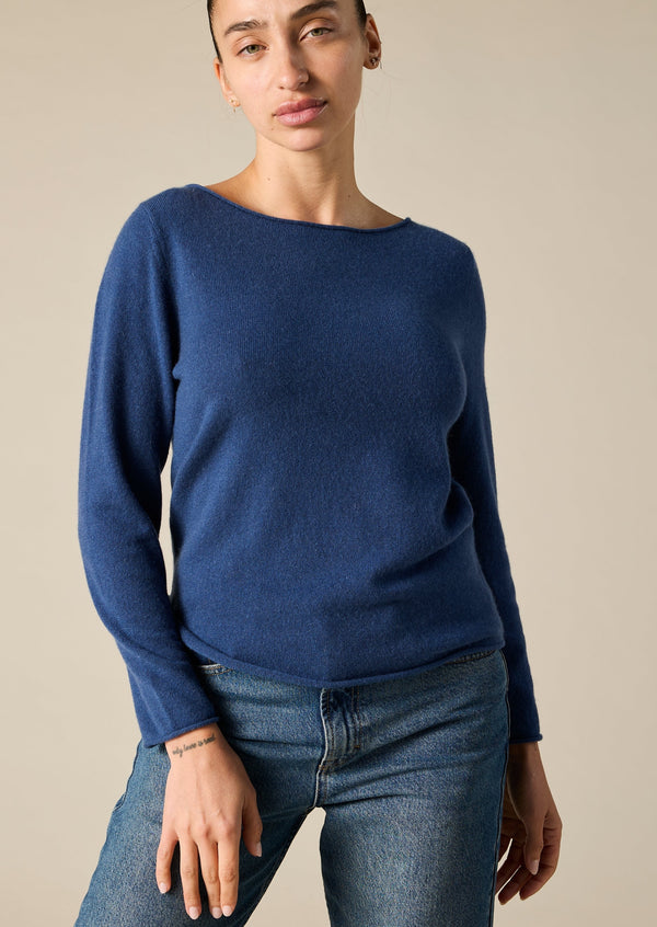 Sonya Hopkins pure cashmere bateau neck in prussian blue