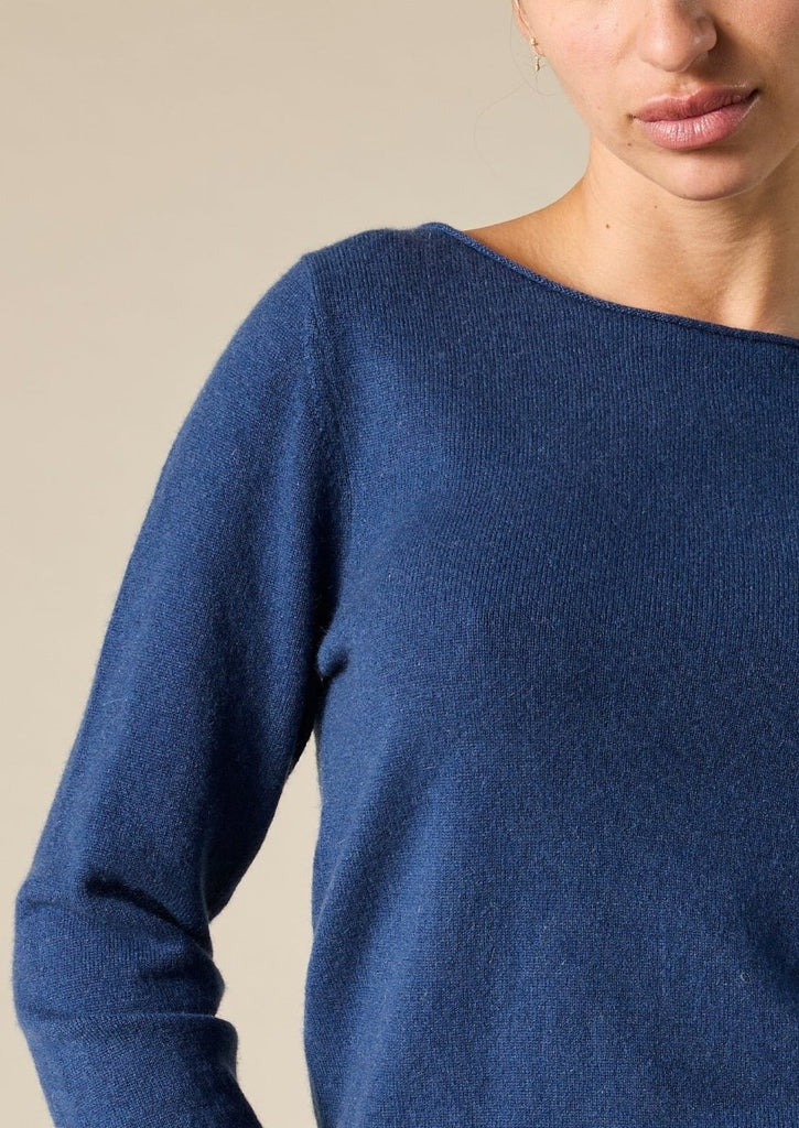 Sonya Hopkins pure cashmere bateau neck in prussian blue