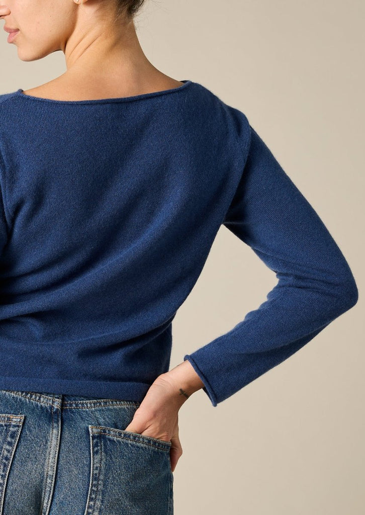 Sonya Hopkins pure cashmere bateau neck in prussian blue