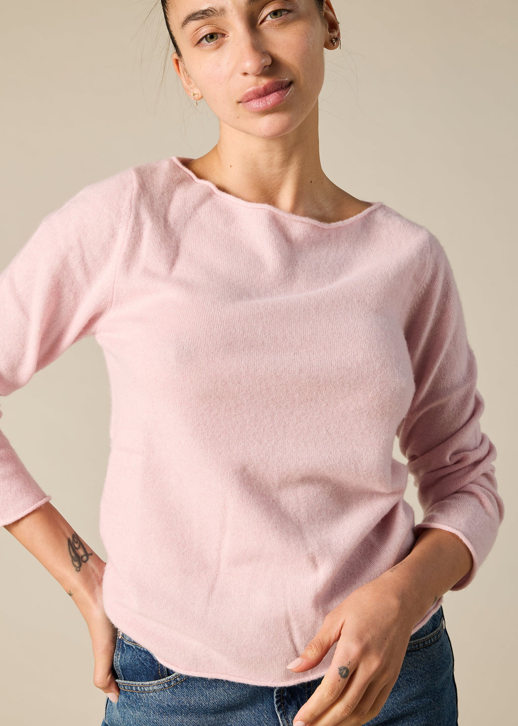 Sonya Hopkins pure cashmere bateau neck in prettiest pink