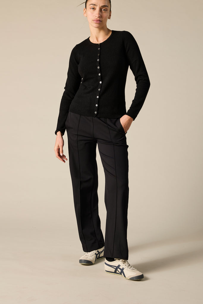 Sonya Hopkins 100% cashmere crew cardigan in black