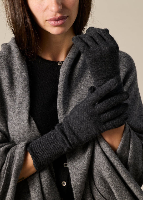Sonya Hopkins 100% pure cashmere gloves in pale marle grey