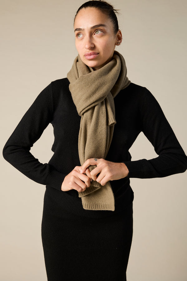 Sonya Hopkins pure cashmere scarf in khaki