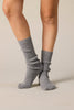 Sonya Hopkins pure cashmere fine rib socks in marle grey