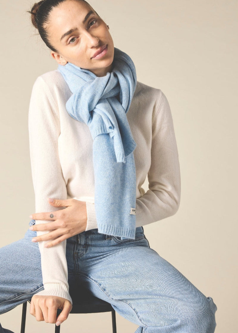 100% cashmere scarf in pale marle blue - sonyahopkins.com
