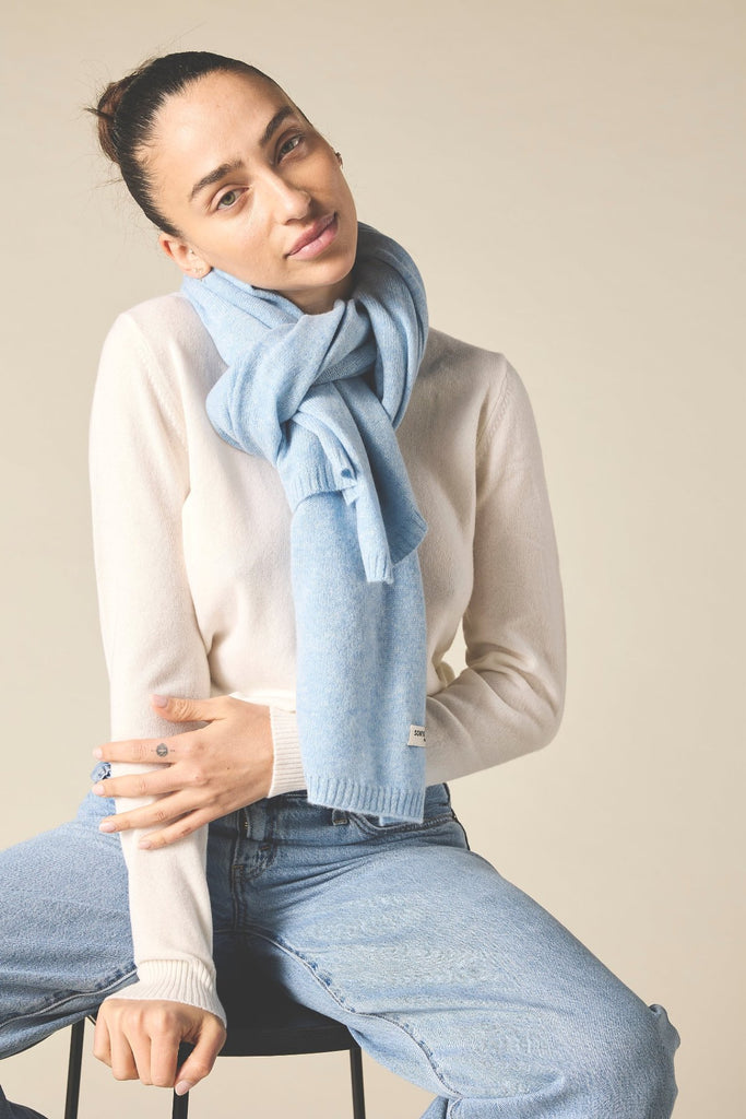 Sonya Hopkins 100% cashmere scarf in pale marle blue