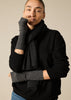 Sonya Hopkins 100% pure cashmere fingerless gloves in charcoal marle grey