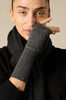 Sonya Hopkins 100% pure cashmere fingerless gloves in charcoal marle grey