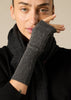 Sonya Hopkins 100% pure cashmere fingerless gloves in charcoal marle grey