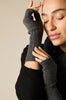 Sonya Hopkins 100% pure cashmere fingerless gloves in charcoal marle grey