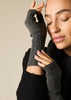 Sonya Hopkins 100% pure cashmere fingerless gloves in charcoal marle grey