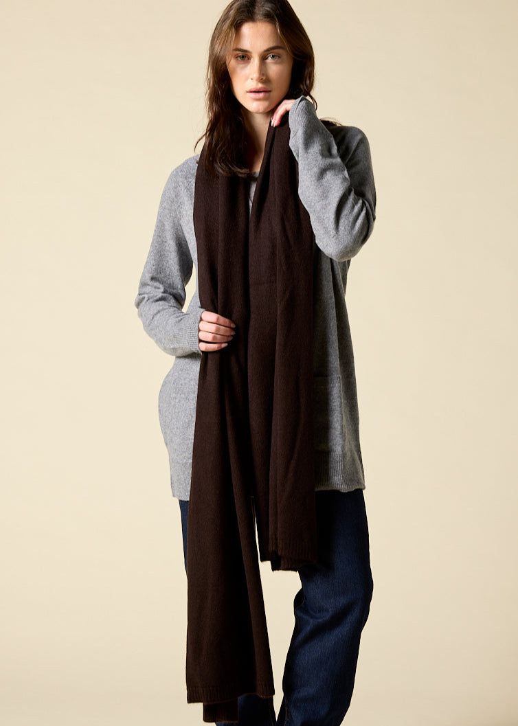 Sonya Hopkins 100% cashmere wrap in dark chocolate brown