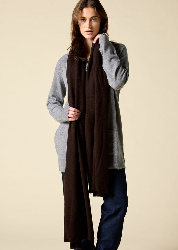 Sonya Hopkins 100% cashmere wrap in dark chocolate brown