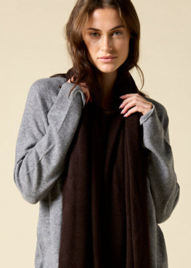 Sonya Hopkins pure cashmere wrap in dark chocolate brown