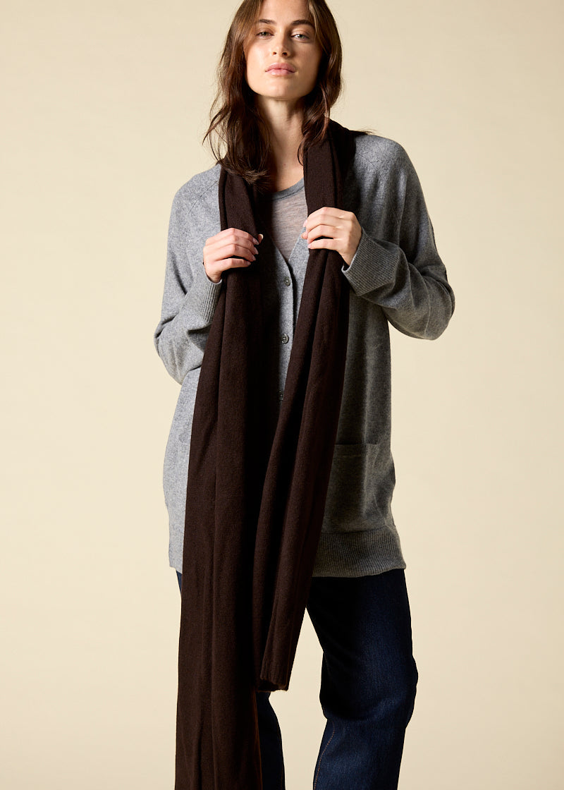 Sonya Hopkins 100% pure cashmere boyfriend cardigan in marle grey