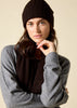 Sonya Hopkins 100% pure cashmere rib beanie in dark chocolate brown
