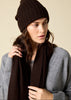 Sonya Hopkins 100% pure cashmere rib beanie in dark chocolate brown