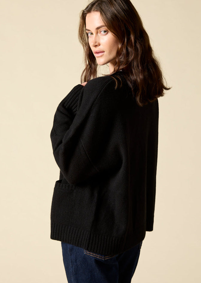 Sonya Hopkins 100% cashmere oversized Ruby cardigan in black