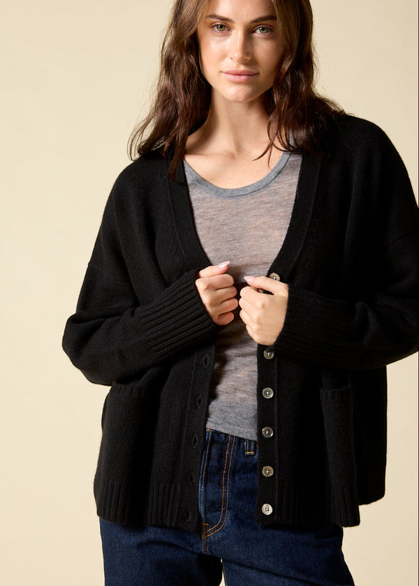 Sonya Hopkins 100% cashmere oversized Ruby cardigan in black