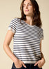 Sonya Hopkins Sydney 100% cashmere tiny t in white + ink stripe