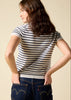 Sonya Hopkins Sydney 100% cashmere tiny t in white + ink stripe