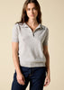 Sonya Hopkins Sydney 100% pure cashmere polo knit in pale marle grey