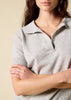Sonya Hopkins Sydney 100% pure cashmere polo knit in pale marle grey