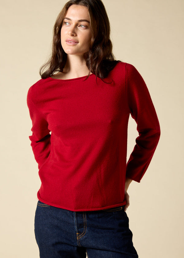 Sonya hopkins 100% pure cashmere bateau neck in garnet red